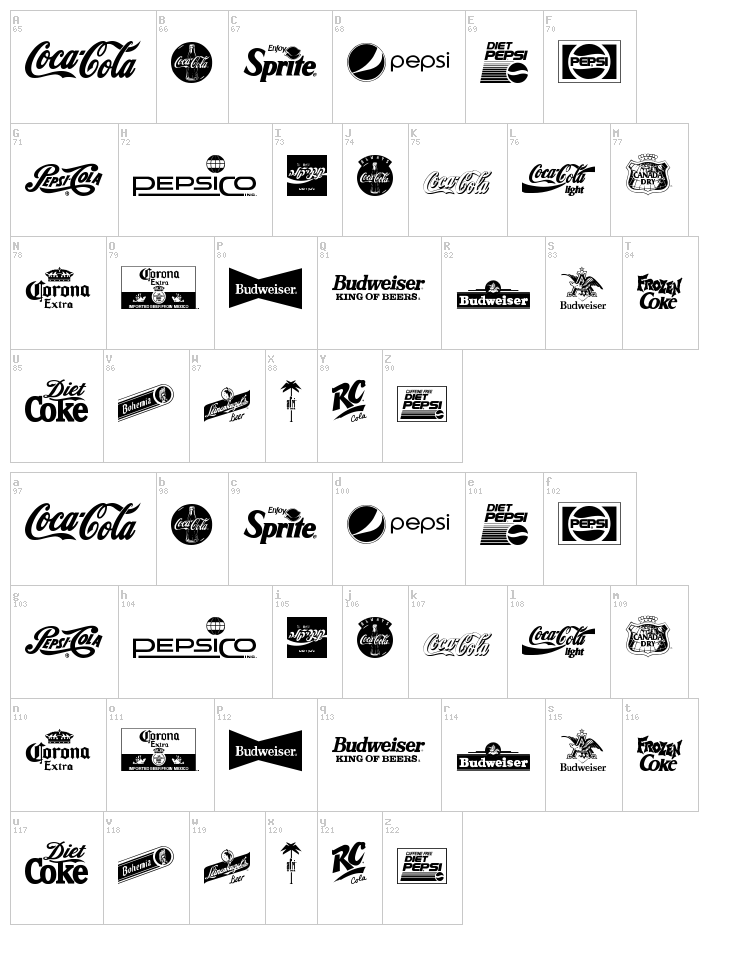 Logos And Logos TFB font map